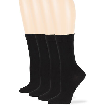 Women's Cotton Blend Crew Socks 4-Pack - Soft Thin, Regular, Medium 9-11, Olive Green-743674