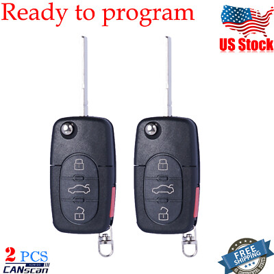 2 For 1997 1998 1999 2000 2001 2002 2003 2004 2005 Audi A4 Quattro Fob Flip Key