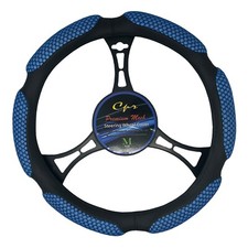 New 6 Grip Mesh Blue Black Steering Wheel Cover Soft Universal 14.5-15.5 New 6 Grip Mesh Blue Black Steering Wheel Cover Soft Universal 14.5-15.5