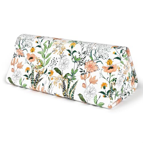 Sunglasses Case, Foldable Glasses Case, Magnetic PU Colorful Small Flowers