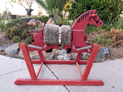 VINTAGE 40'S-50'S “THE WONDER HORSE” WOOD RIDE-ON ROCKING BOUNCY