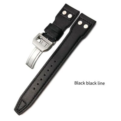 Leder Nieten Uhrenarmband passend für IWC Big Pilot's Top Gun Spitfire Le Pet...
