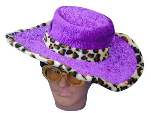 Pimp Hat Purple With Leopard Trim 