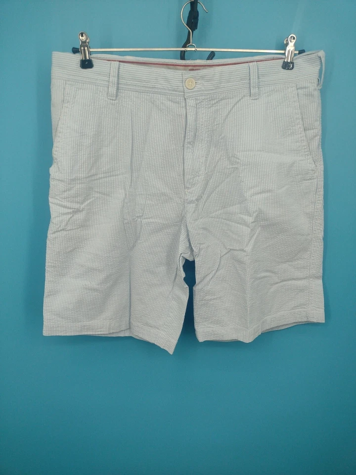 Pantalones Cortos Izod Para Hombres 36 Azul Seersucker Elegante Ligero Rayas Chino Caqui Golf Foto 2 de 4