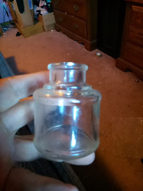 Vintage Glass Ink Well Clear Jar B