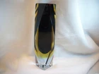 Vintage Murano Mandruzzato Italy Clear Amber Purple Sommerso Faceted Glass Vase