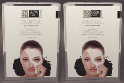 NEW 10-PACK Global Beauty Care CHARCOAL Spa Treatment Mask Anti-Aging Face Serum