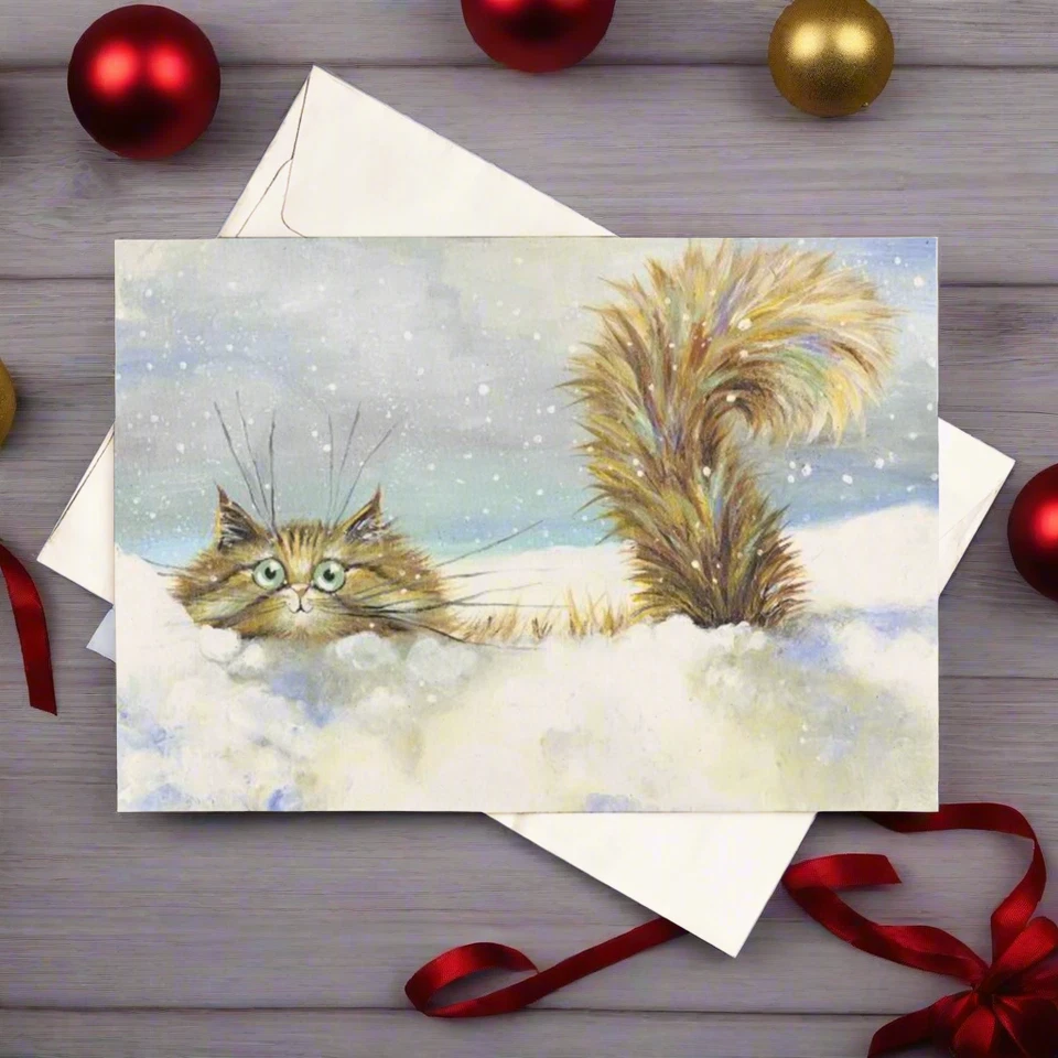 TOMCAT CARDS Funny Cat Christmas Card Humorous Greeting Cards In a Flurry Kim Haskins
