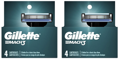 2 Gillette Mach3 3-Blade Razor Blade Refills, 4 ct