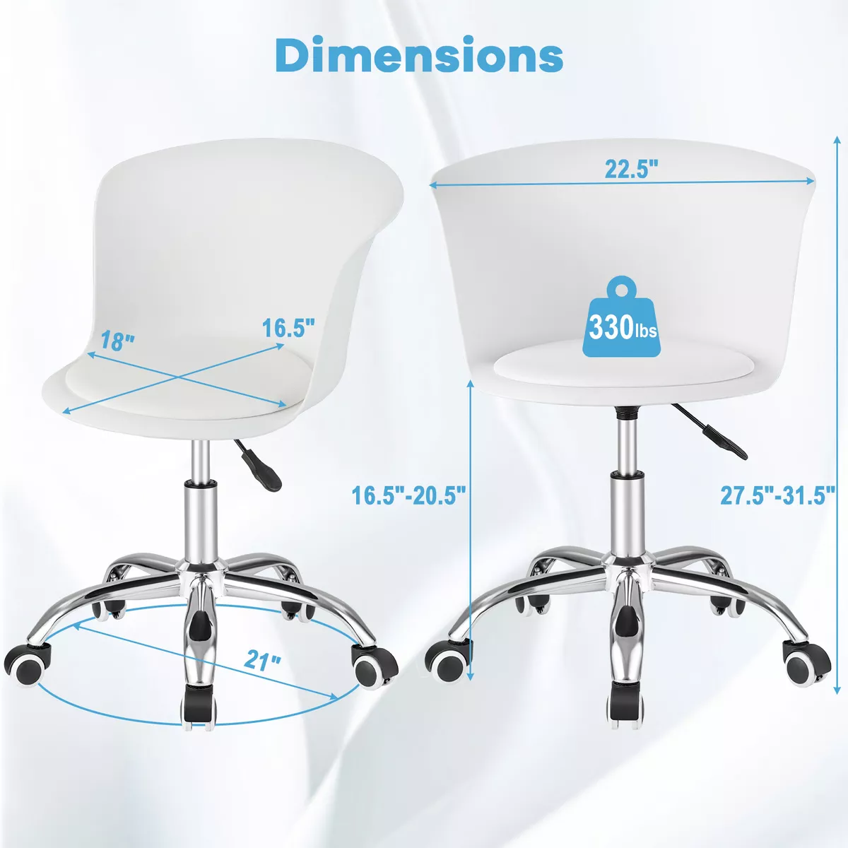 Armless swivel online desk chair