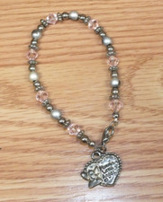 Pink Silver Tone Mommy's Little Angel Collectible Vintage Youth Bracelet