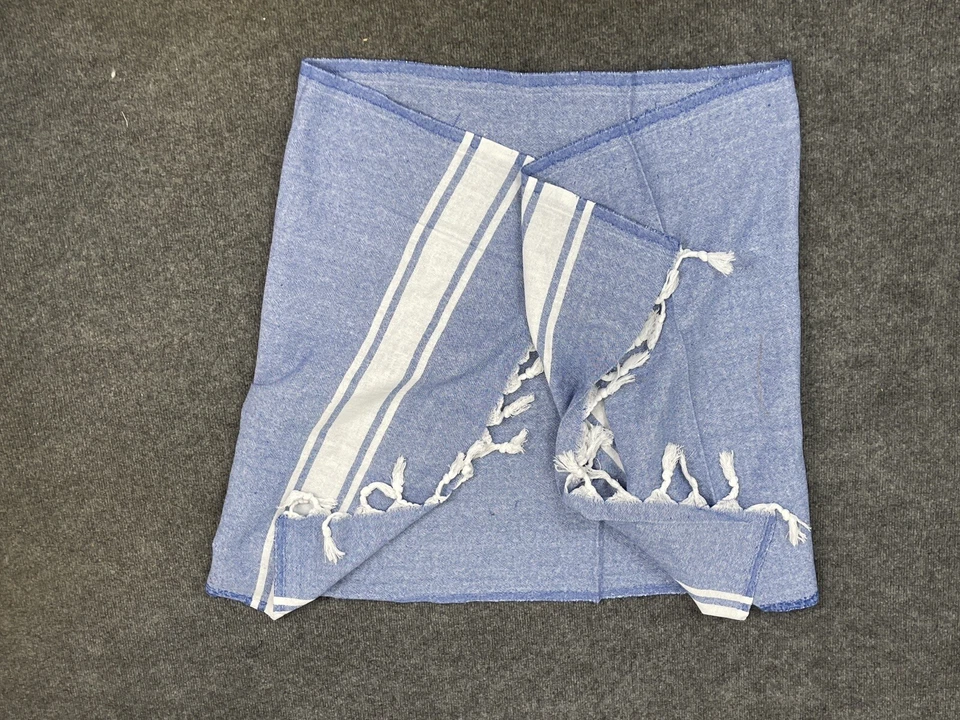 Hamam Turkish Towel Cotton Bath Beach Hammam Peshtemal Blue 28x64 Striped N164 - Image 4 of 4