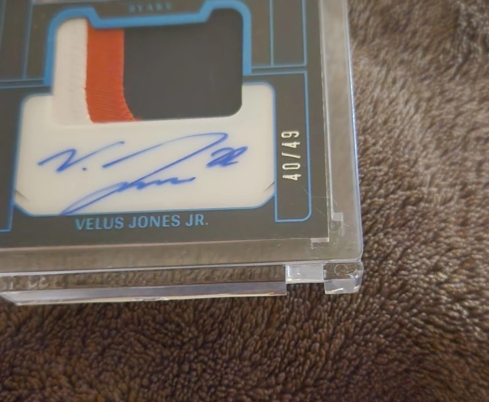 2022 Panini One Football Velus Jones JR RPA 40/49 3 Color Patch - Image 3 of 3