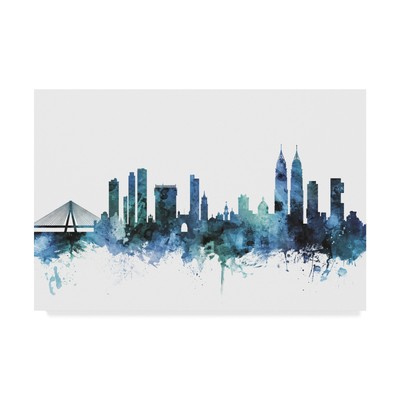 Mumbai Blue Teal Skyline by Michael Tompsett Fine Art, 22'' x 32'', Multicolor