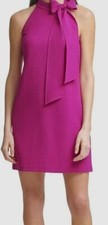 Vince Camuto Women's Purple Lined Shift Bow-Neck Halter Dress Size 2