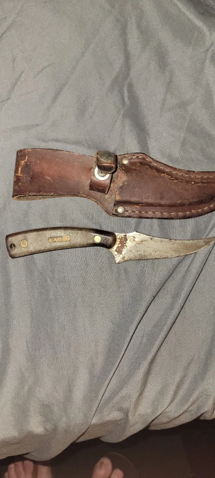 Vintage Schrade USA Old Timer 152 Sharp Finger Hunting Knife W/ Sheath - Image 2 of 3