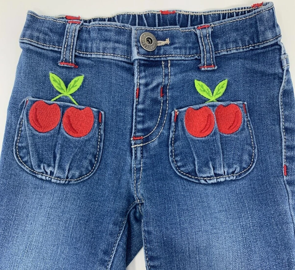 Jeans Gymboree Niñas 2T Denim Bordado Cereza Bolsillo Muy Cereza Foto 3 de 4
