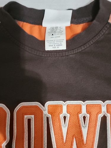 VTG NFL Browns Logo Shirt Medium Brown W/Orange Sleeves - Picture 5 of 13