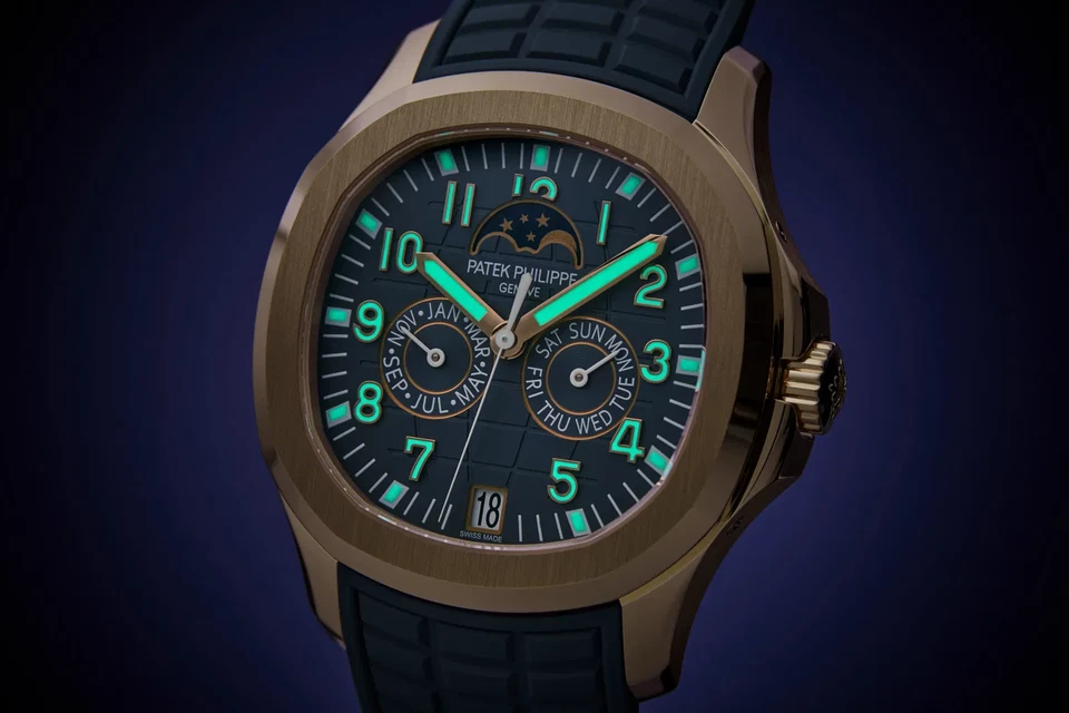 Ежегодный календарь Patek Philippe Aquanaut 5261R розовое золото лунная фаза синий резиновый - Изображение 3 из 4