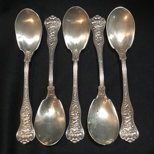 Set of 5 Estate Silver Antique Tiffany & Co. Sterling Olympian Ice Cream Spoon