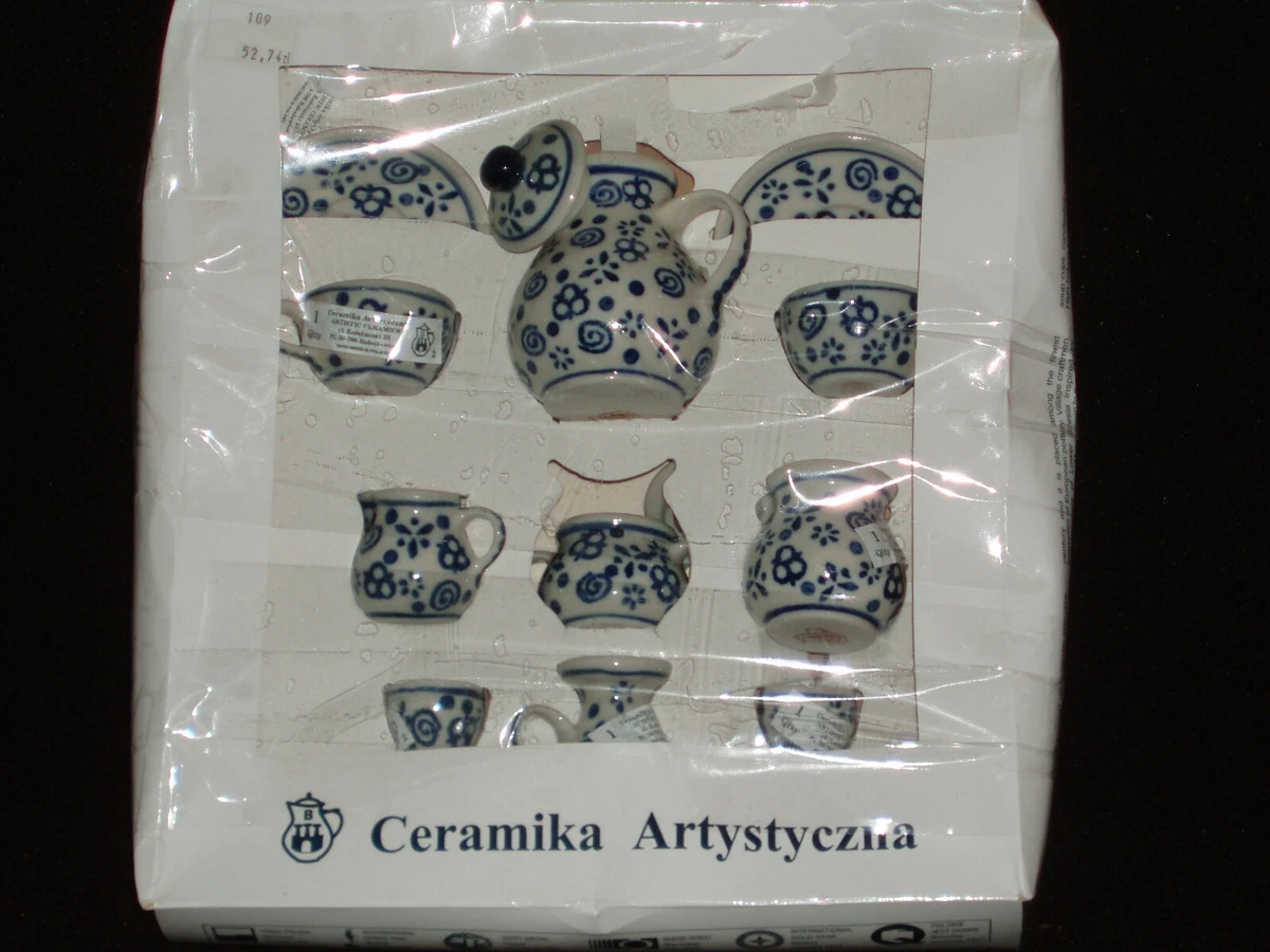 Vintage CERAMIKA ARTYSTYCZNA Polish Pottery Child’s Miniature Tea Set 12 Pieces
