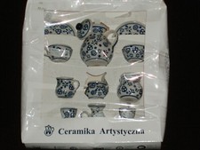 Vintage CERAMIKA ARTYSTYCZNA Polish Pottery Child  s Miniature Tea Set 12 Pieces