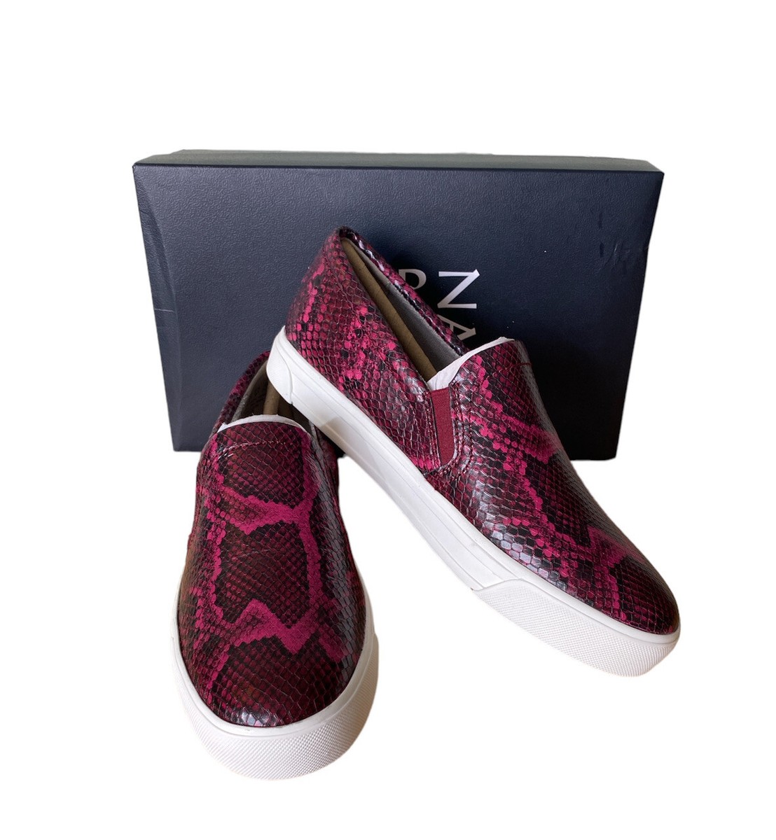 Naturalizer Aileen Plum Rouge Red Snake Print Leather Slip 