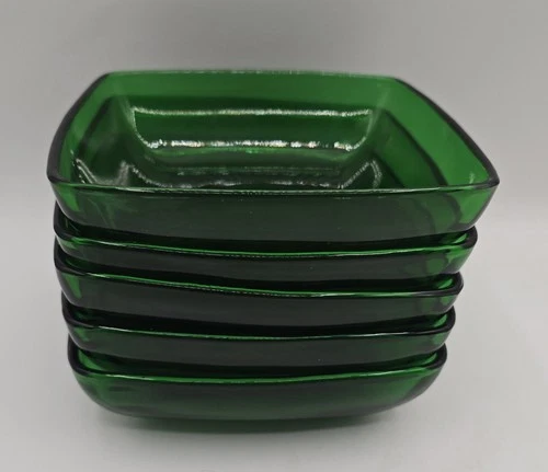 5 Vintage Anchor Hocking Charm 5 3/4" Square Bowls ~ Excellent