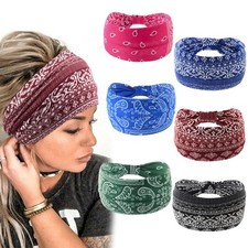 6 Pack Wide Boho Headbands for Women Floral Stretch Turban Hair Wraps Non Slip