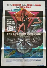 1977 "THE SPY WHO LOVED ME"  27x41" folded one sheet  James Bond.  Roger Moore
