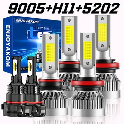 For Jeep Compass 2011-2013 6000K LED Headlight + Fog Light 6x Bulbs Combo Kit A+