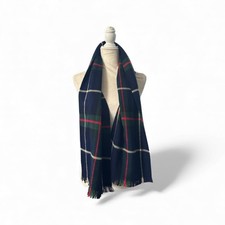 Made in France Unisex Blue Tartan Plaid Scarf OS 57  