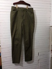 Nine West Slim Fit Women's Pants Size 4 Olive Green Cotton/Spandex Tapered Leg