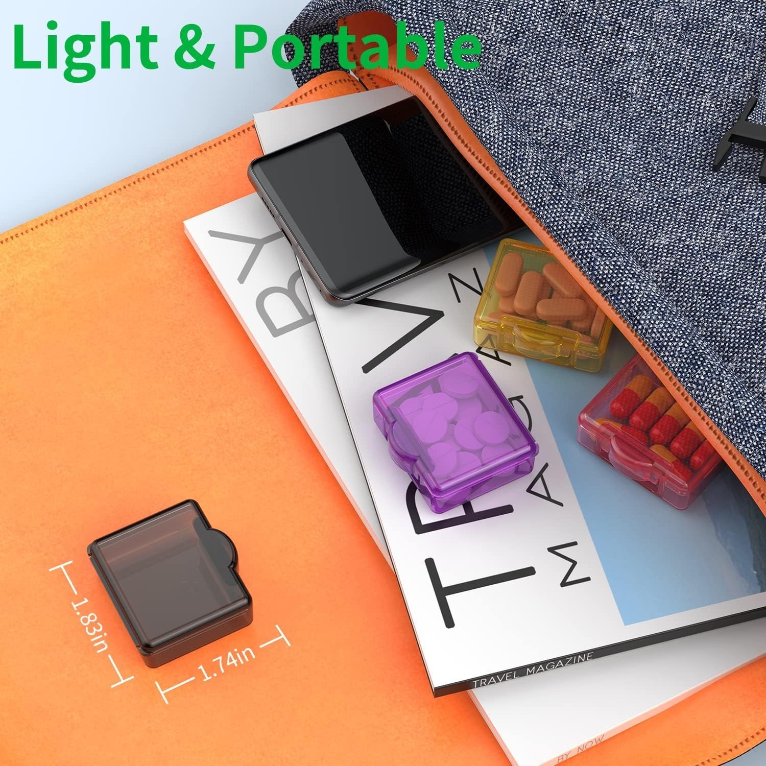 Cute Small Travel Pill Box, Urekt 10 Pcs Mini Pocket Pill Organizer Daily Single