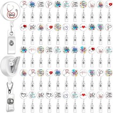 72 Pcs Nurse Retractable Badge Reel Alligator Clip Holder for Nurses