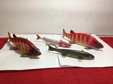 Lot Of 4, OLD BEAR CREEK FISH SPEARING DECOYS ICE FISHING LURES, ASSORTED.