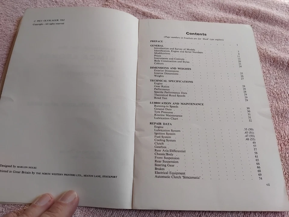 Simca Aronde 1954 on Olyslager Owners Workshop Manual Handbook Saloon Coupe Van - Image 4 of 4