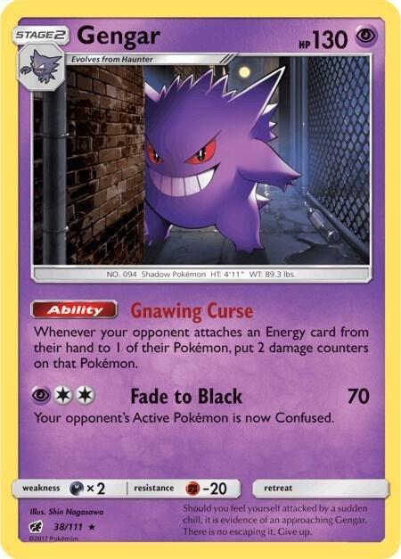 Pokemon TCG - Gengar 38/111 Holo Rare - SM - Crimson Invasion (SM04)