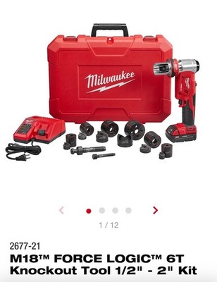 Milwaukee 2677-21 M18 FORCE LOGIC 6T Knockout Tool Kit 1/2in-2in w/ Case