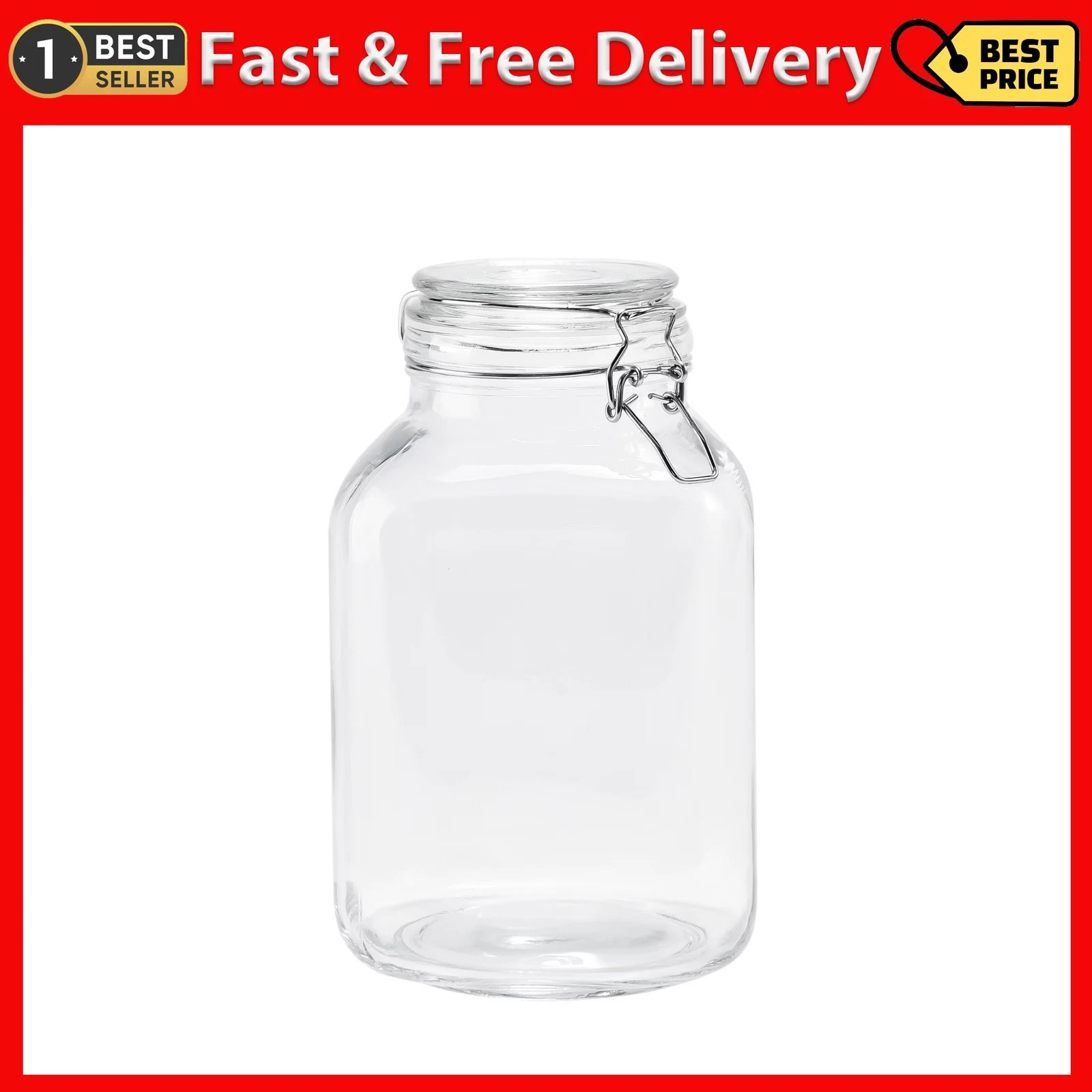 Glass Storage Jar Canister with Locking Lid 106 Ounce Capacity