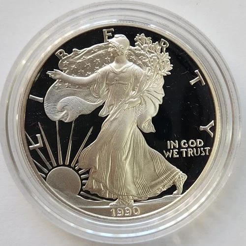 1990 Proof Silver Eagle in OGP w/COA