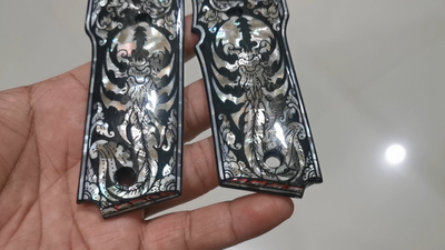 MOTHER OF PEARL S&W MODEL 59 GRIPS 459 559 659 SCORPION ART BLACK