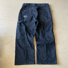 RARE STYLE Vtg Ben Davis Carpenter Cut Jeans 10  Leg Opening Black Jeans Mens S