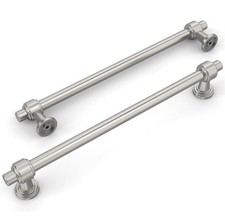 6 Pack Satin Nickel Solid 6.3 Inch Hole Centers Cabinet Pulls Drawer Handles