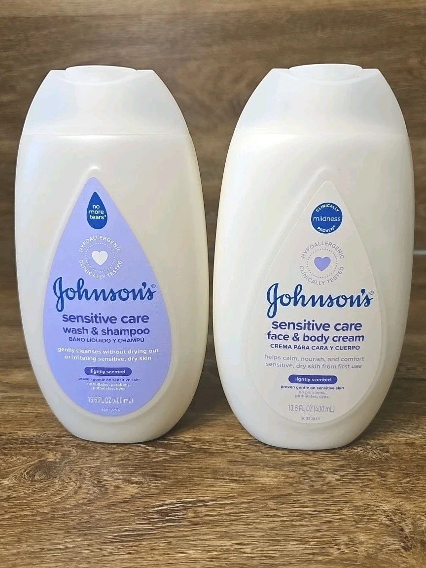 Johnson's Baby Sensitive Care 1-Face & Body Cream & 1-Wash & Shampoo 13.6 Fl Oz