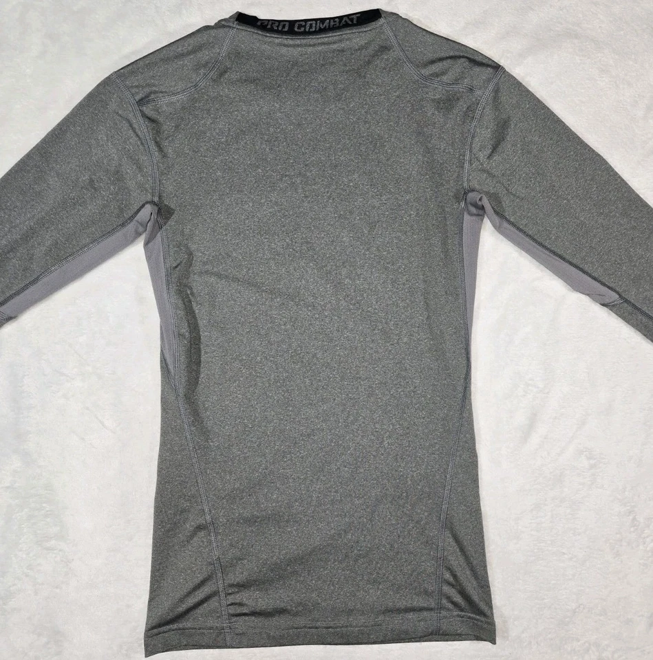 Nike DriFit Pro Combat Long Sleeve Compression T Shirt Gray Mens Small - Image 3 of 4
