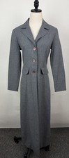 Vintage 90s Maxi Jacket Womens Small Charcoal Gray Blazer Overcoat Trench Preppy