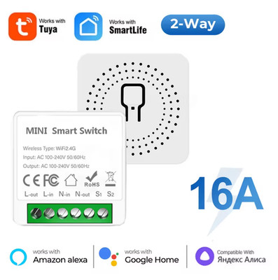 Tuya WiFi Smart Switch 16A Modul 2-weg Steuerung Mini Schalter Breaker Smart