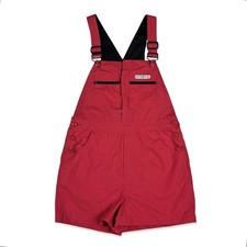 No Excuses Women's Vintage 90's Red Tech Overalls Shortalls Shorts M