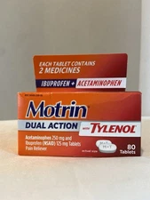 Motrin Dual Action Acetaminophen w/ Tylenol 80 Tablets Exp. 2/26 E17C